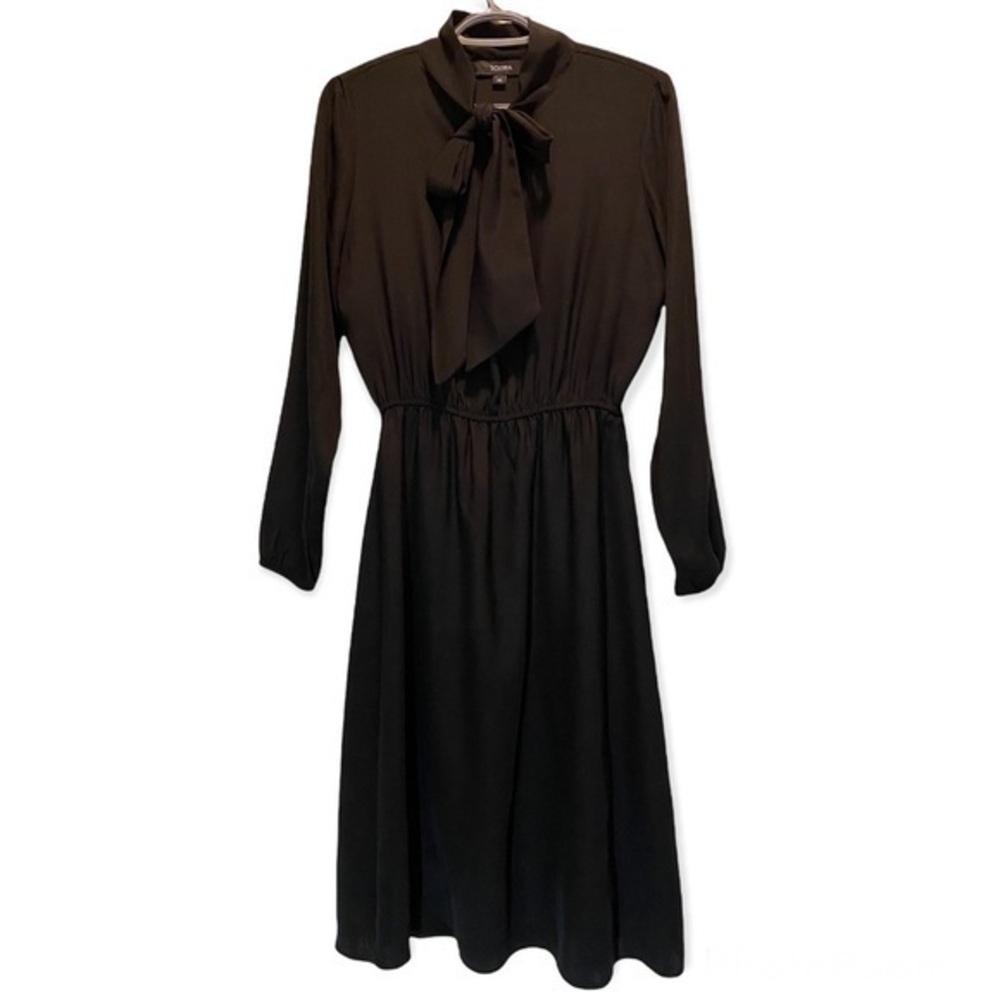 SOLIKA Long Sleeves Neck Tie Black Dress size XS